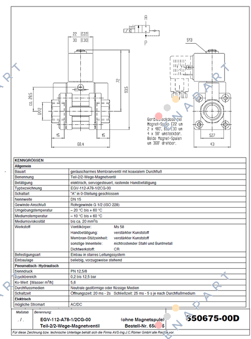 70001153  / EGV-112-A78-1/2CG-00 Part-2/2-way solenoid valve